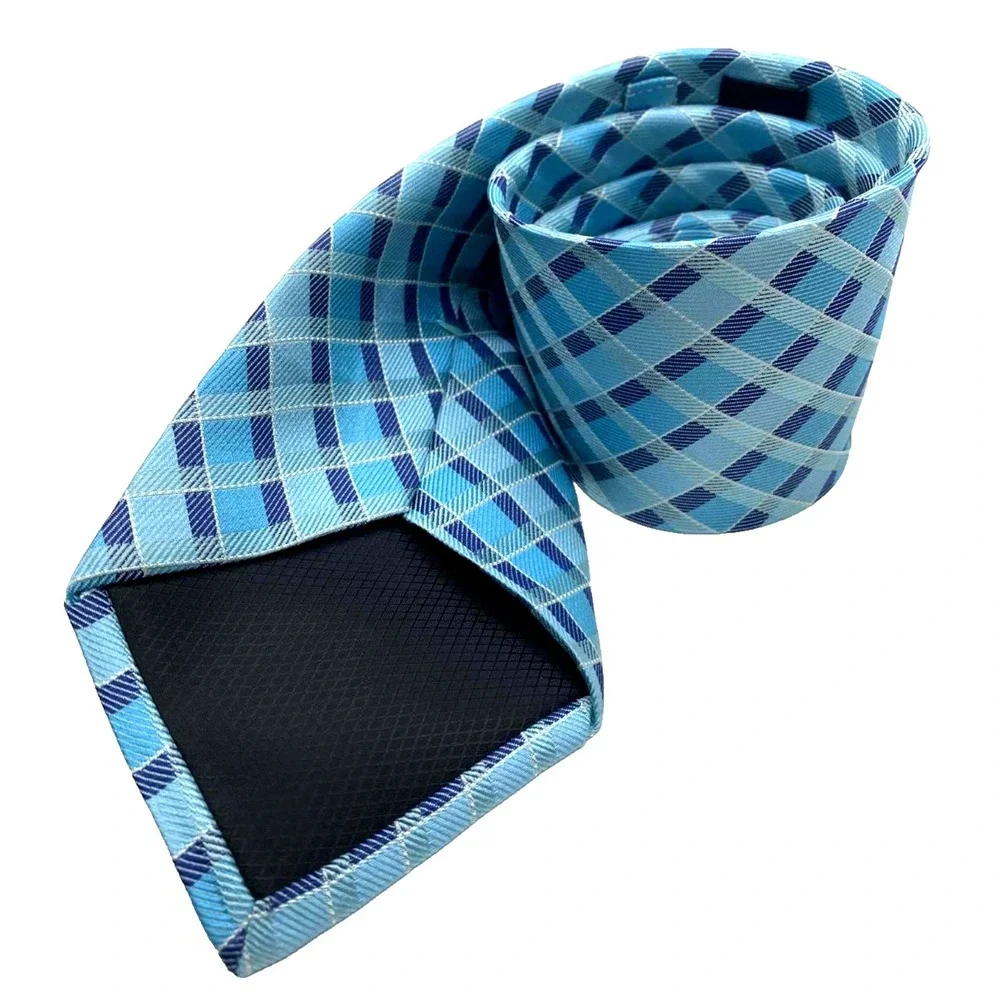 Nicole Miller‎ Men's Blue plaid 100% Silk NeckTie 3.5